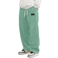 thumbnail image 1 of OSOLU Men's Corduroy Pants Solid Color with Pocket Drawstring Soft Fuzzy Winter Comfort Everyday Wear Relaxed Fit Travel Elegant Trousers, 1 of 9