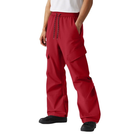 OSOLU Men's Pants Straight Wide Leg Solid Color with Povket Drawstring Daily Wear Classic Versatile Trousers