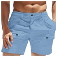 thumbnail image 1 of OSOLU Men's Solid Color Summer Beach Button Pocket Elastic Waist Breathable Shorts Daily Relaxed Fit Breathable Workout Training Joggers Bottoms, 1 of 5