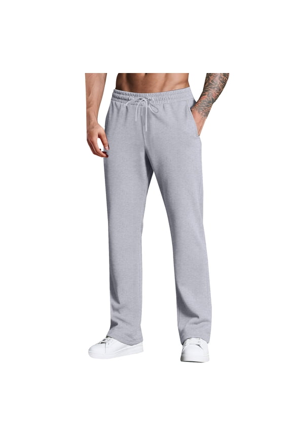 Men's Sweatpants Comfortable Loose Fit Drawstring Waist Long Slacks Solid Color Everyday Wear with Slant Pockets Holiday Chic Pants