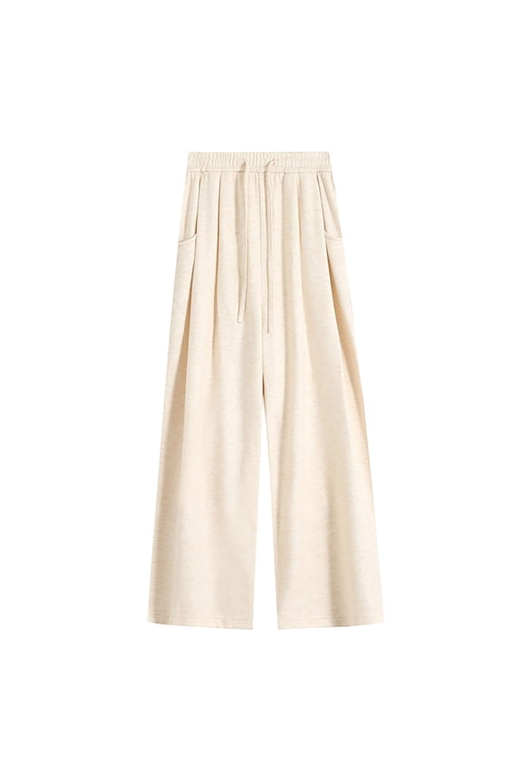 Men's Sweatpants Solid Color Loose Fit Wide Leg Fuzzy Straight Leg Pants Elegant Chic Pants