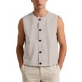 thumbnail image 1 of OSOLU Men's Tank Tops Loose Fit Sleeveless Solid Color Open Front Button Casual Summer Outdoor Activities Versatile Travel Vest, 1 of 5