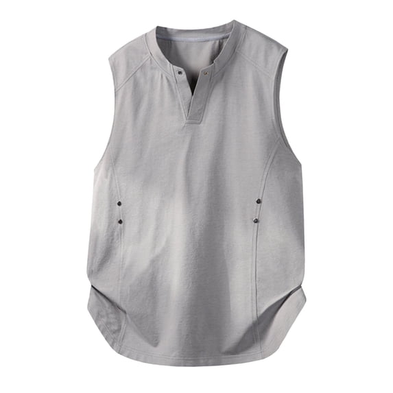OSOLU Men's Tank Tops Summer Sleeveless Solid Color Loose Fit Crew Neck Athletic Breathable Lightweight Tops Beach Vacation Vest