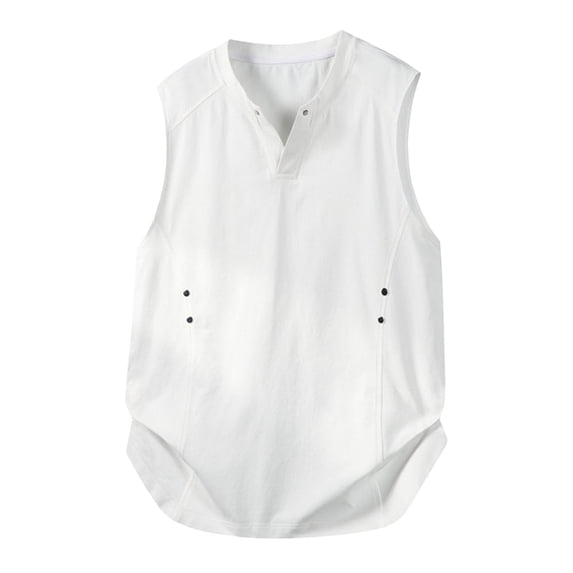 OSOLU Men's Tank Tops Summer Sleeveless Solid Color Loose Fit Crew Neck Athletic Breathable Lightweight Tops Travel Elegant Vest