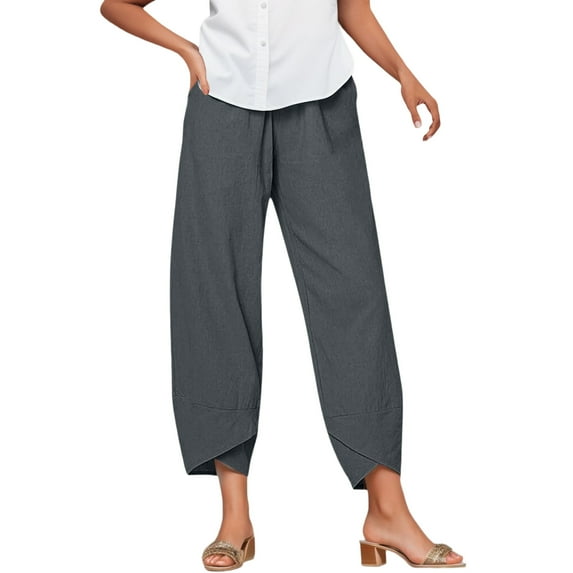 OSOLU Pocket Women Pant Waist Pant Pants Solid Color Elastic Casual Loose Pants Trousers Everyday Comfort Versatile Active Athletic Casual Bottoms