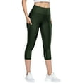 thumbnail image 1 of OSOLU Quick Drying Elastic Calf Length Tight Women's Reflective Pants Yoga Pants Workout Stretchy Running Tummy Control Joggers Bottoms Army Green M, 1 of 3
