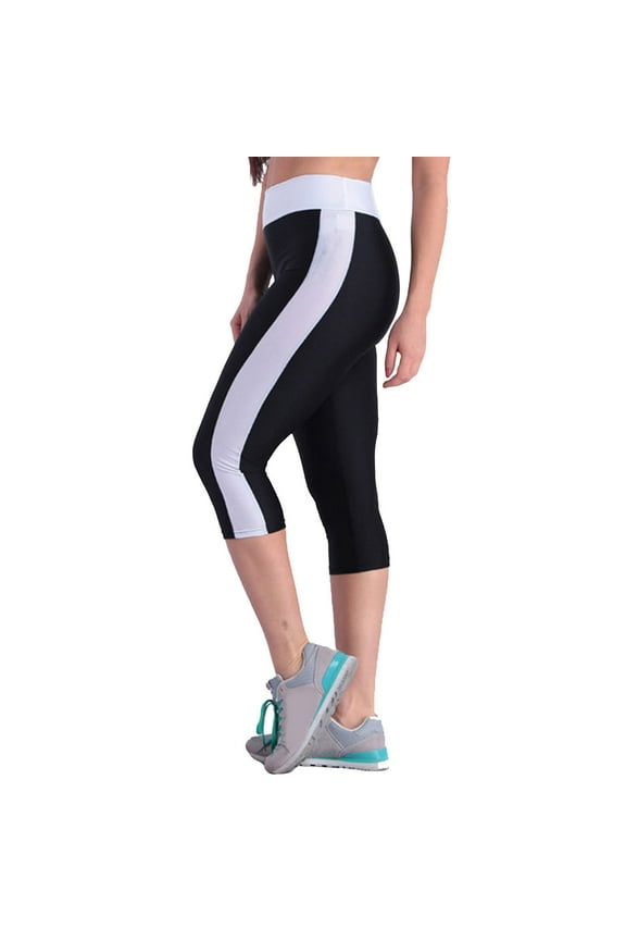 Quick Drying Elastic Calf Length Tight Women's Reflective Pants Yoga Pants Workout Stretchy Running Tummy Control Joggers Bottoms White XL