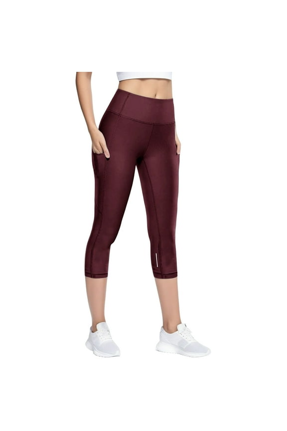 Quick Drying Elastic Calf Length Tight Women's Reflective Pants Yoga Pants Workout Stretchy Running Tummy Control Joggers Bottoms S