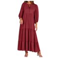 thumbnail image 1 of OSOLU Solid Color 2025 Summer Women Boho Maxi Dresses V-Neck Puff Sleeve Floral Flowy Swing Casual Long Dress Lovely Sundress Wedding Guest Dress, 1 of 5
