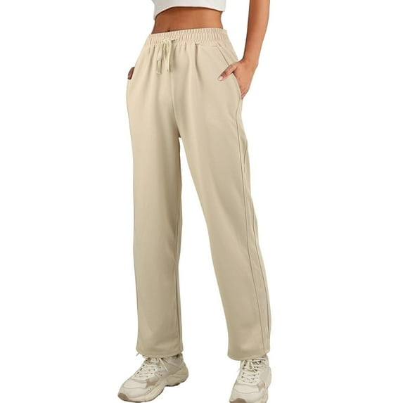 OSOLU Solid Color 2025 Sweatpants Women Autumn High Waist Draped Loose Straight Casual Sweatpants Banana Pants Wide Leg Pants Trousers Fashionable Classic Leisure Bottoms