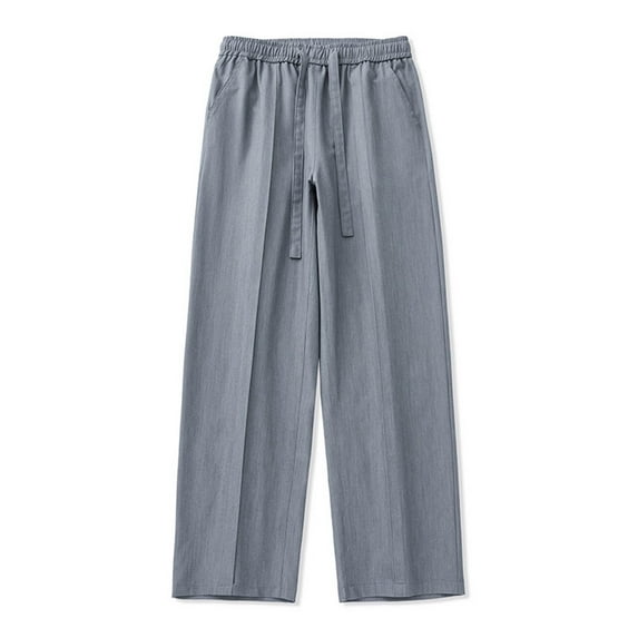 OSOLU Solid Color 46/2000 Large Size Loose Ice Silk Suit Pants Japan Men's Summer Fall Casual Wide Leg Straight Pants Trousers Everyday Comfort Versatile Bottoms