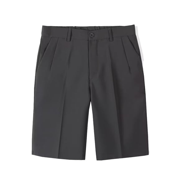 OSOLU Solid Color Chino Shorts Men Casual Pleated Front Work Casual Shorts Lightweight Stretch Waist Button Dress Pants With Pockets Trousers Daily Relaxed Fit Breathable Bottoms