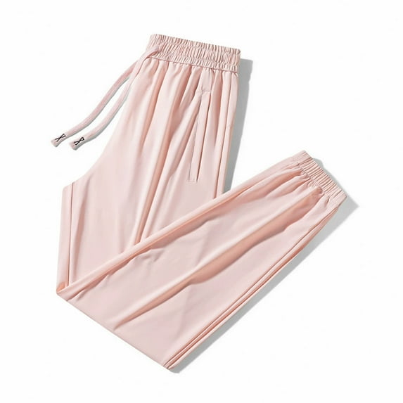 OSOLU Solid Color Cool Ice Silk Sweatpants Stretch Pants Women Cozy Jogging Sweatpants Trousers Everyday Comfort Versatile Bottoms