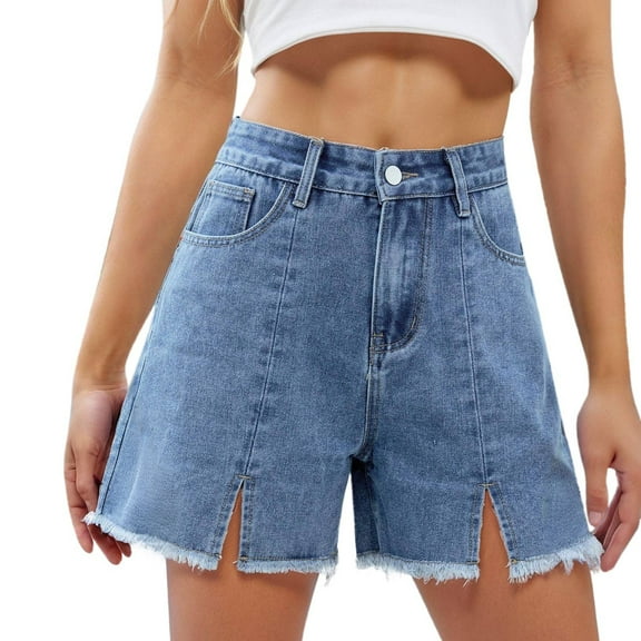 OSOLU Solid Color Jean Shorts For Women High Waisted Casual Denim Shorts Cute Trendy Summer Denim Jorts With Pockets Everyday Comfort Versatile Bottoms