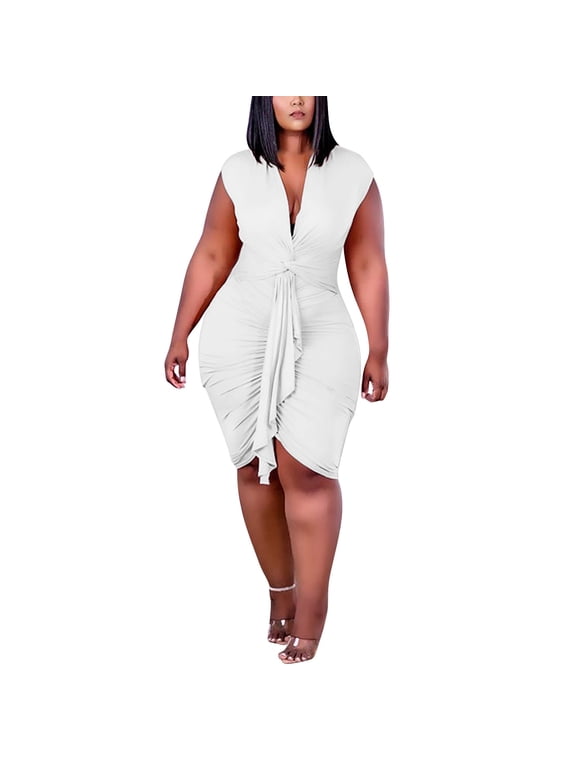 Solid Color Large Size Women Ladies Fashion Asymmetric V-Neck Wrap Dress Boho Sundress Dresses For Women 2025 Elegant Classy