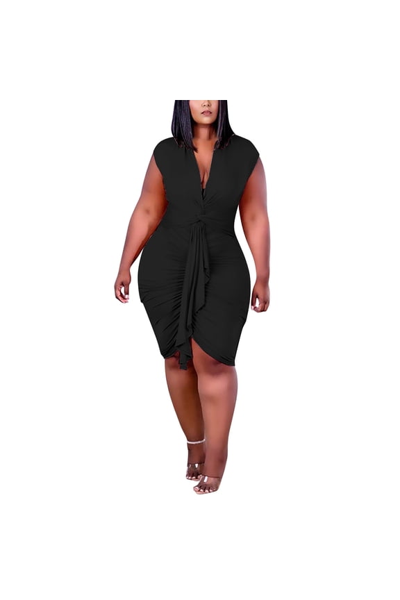 Solid Color Large Size Women Ladies Fashion Asymmetric V-Neck Wrap Dress Stylish Sundress Dresses For Women 2025 Elegant Classy