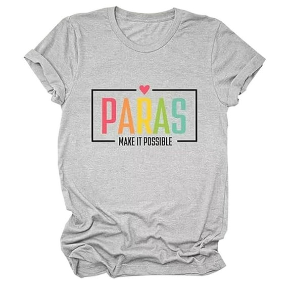 OSOLU Solid Color Make It Possible Shirt For Women Teacher Paraeducator T-Shirt Tshirts Tee Teacher Gift Short Sleeve Tee Birthday Dailywear