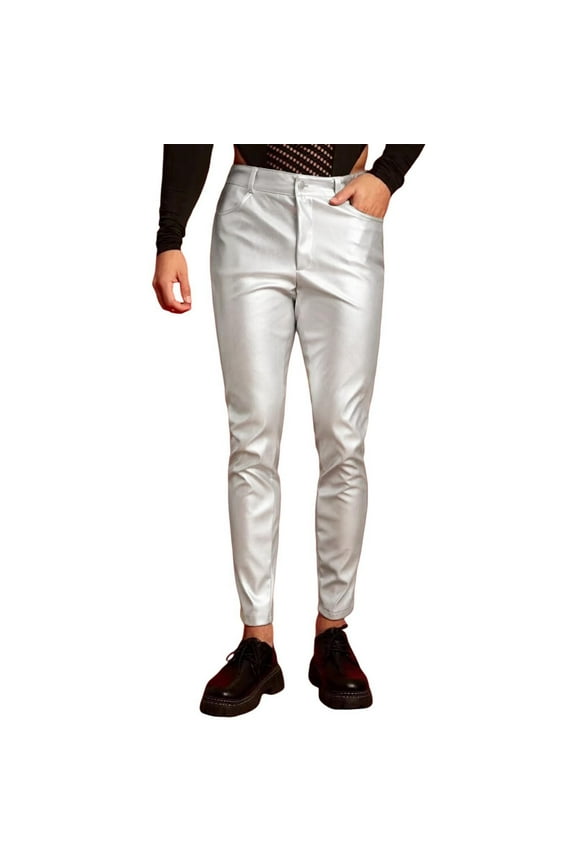 Solid Color Men Bright Face Performance Trend Casual Hop Pants Long Pants Trousers Fashionable Classic Leisure Active Athletic Casual Bottoms