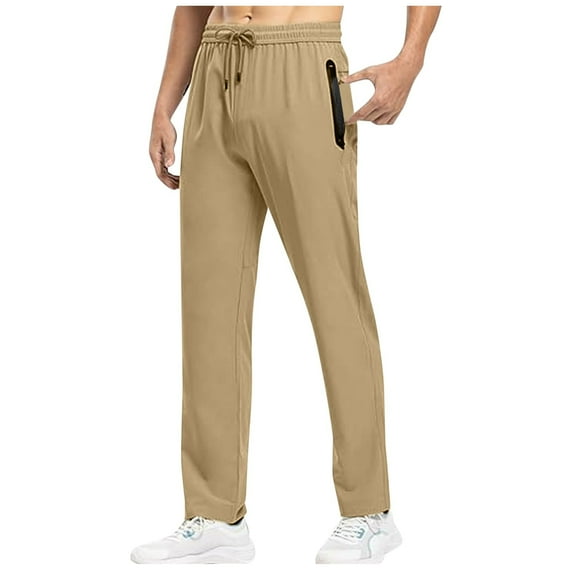 OSOLU Solid Color Men Outdoor Quick Drying Pants Thin Summer Mountaineering Cycling Pants Stretch Breathable Sweat Wicking Ice Silk Trousers Daily Relaxed Fit Breathable Bottoms