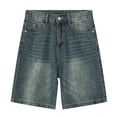 thumbnail image 1 of OSOLU Solid Color Men Pants Comfortable Casual Denim Shorts Fashionable Stretch Outdoor Denim Shorts Trousers Everyday Comfort Versatile Bottoms, 1 of 4