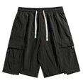 thumbnail image 1 of OSOLU Solid Color Men Summer Slightly Wrinkled Cargo Shorts Cool Outdoor Knee Length Everyday Comfort Versatile Active Athletic Casual Bottoms, 1 of 6