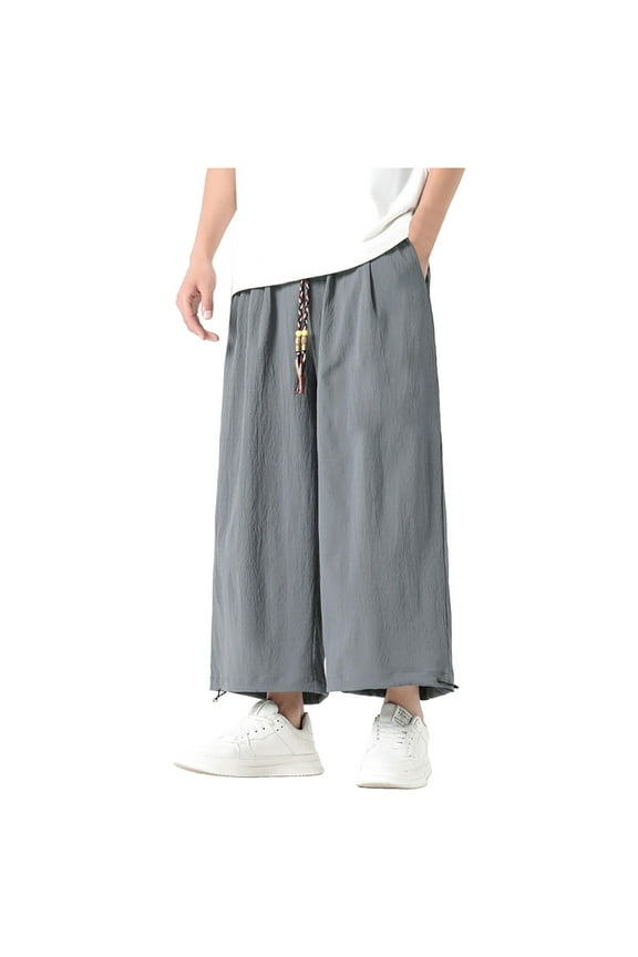 Solid Color Men Trousers Comfortable Soft Casual Pants Fashionable Loose Drawstring Casual Pants Everyday Comfort Versatile Bottoms