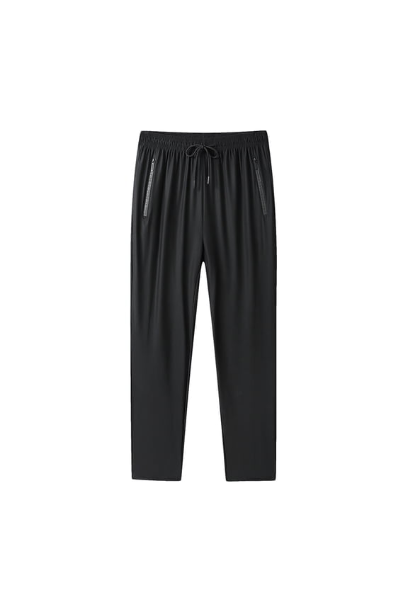 Solid Color Men's Breathable Loose Fit Air Conditioning Sports Sweatpants Pants Ice Silk Trousers For Summer Outdoors Everyday Comfort Versatile Bottoms