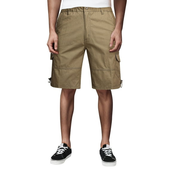 OSOLU Solid Color Men's Cargo Shorts Casual With Long Inseam Work Short With Multiple Pockets Fashionable Classic Leisure Bottoms