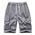 thumbnail image 1 of OSOLU Solid Color Men's Cozy Twill Cargo Shorts Cotton Drawstring Stretch Summer Short With Pockets Fashionable Classic Leisure Bottoms, 1 of 4