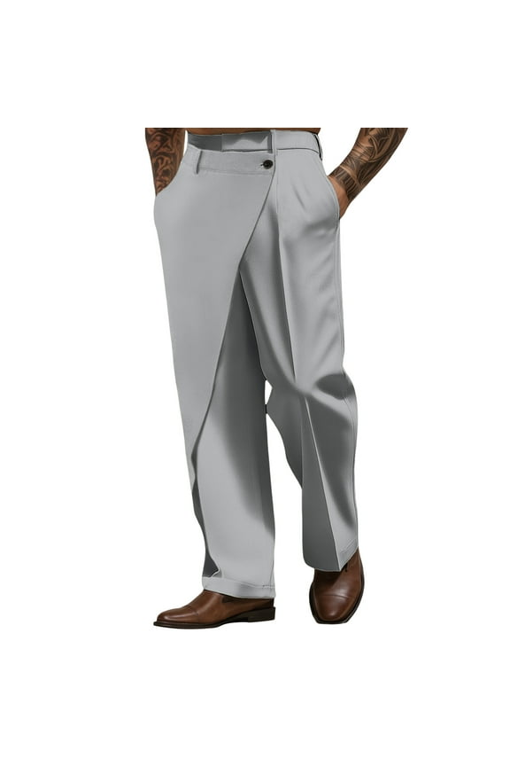 Solid Color Men's Dress Pants Pocket Layer Straight Leg Plain Comfort Softness Full Length Outdoor Fashion Streetwear Micro Stretch Suit Pants Trousers Fashionable Classic Leisure Bottoms