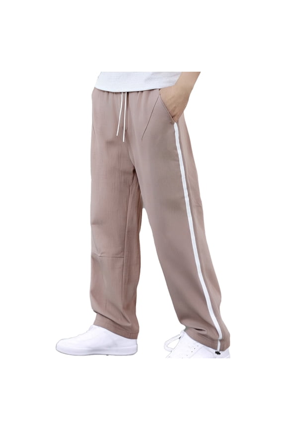 Solid Color Men's Fashion Drawstring Design Class Adjustable Ankle-Tied Casual Thin Pants Trousers Fashionable Classic Leisure Bottoms