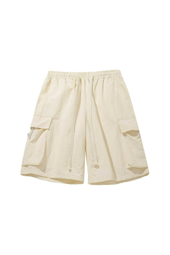 Solid Color Men's Loose Quick Drying Work Knee Length Shorts Outdoor Pocket Nylon Shorts Four Pocket Models Casual Versatile Work Trousers Beach Trousers Bottoms