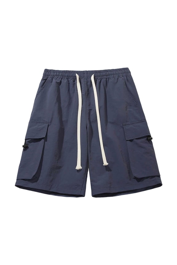 Solid Color Men's Loose Quick Drying Work Knee Length Shorts Outdoor Pocket Nylon Shorts Four Pocket Models Casual Versatile Work Trousers Beach Trousers Bottoms