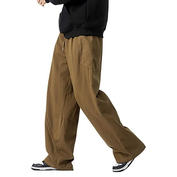 OSOLU Solid Color Men's New Fall Winter Large Size Retro Workwear Pants Wide Legged Pants Couple Casual Pants Trousers Everyday Comfort Versatile Bottoms