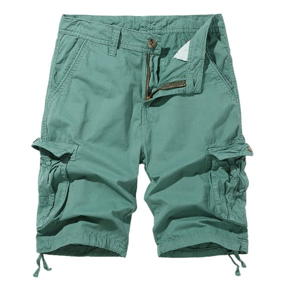 OSOLU Solid Color Men's Plus Size Cargo Shorts Summer Outdoor Sports Sweatpants Knee Length Pocket Mid Length Shorts For Hiking Work Daily Relaxed Fit Breathable Bottoms