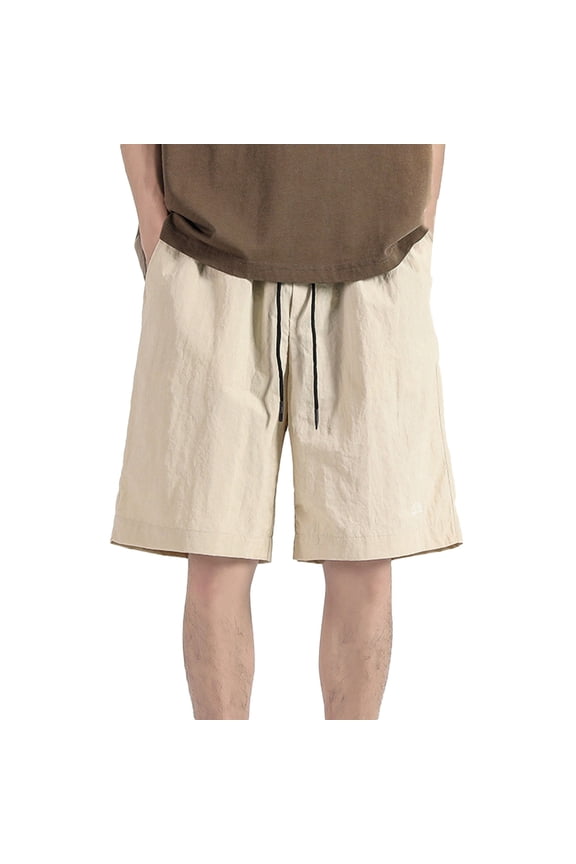 Solid Color Men's Plus Size Loose Fit Ice Silk Knee Length Shorts With Embroidered Logo Casual Wear Daily Relaxed Fit Breathable Bottoms