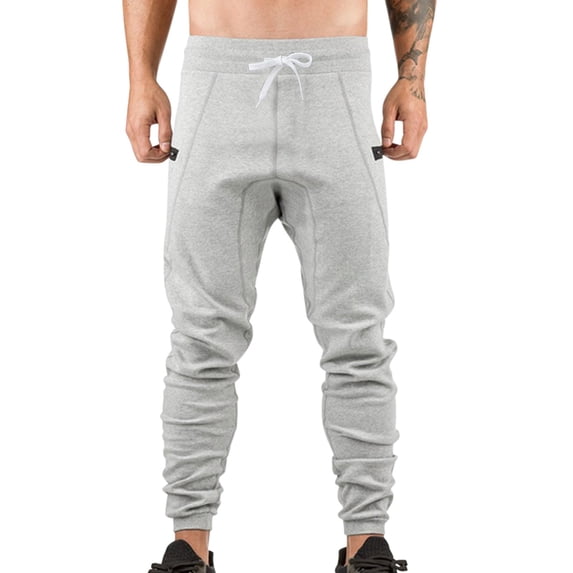 OSOLU Solid Color Men's Sports Sweatpants Fitness Slim Trousers Casual Jogging Street Pants With Zipper Pockets Daily Relaxed Fit Breathable Bottoms