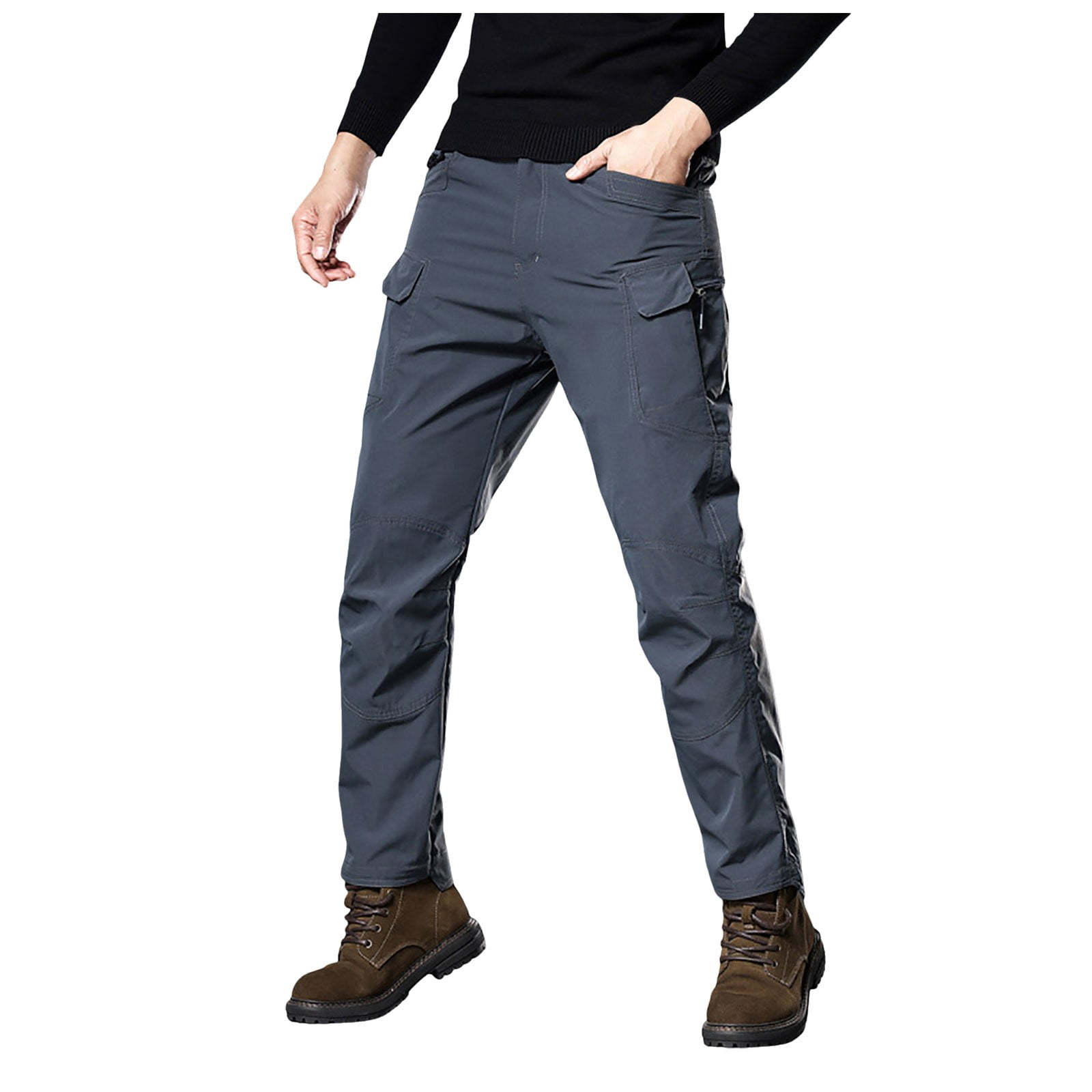 OSOLU Solid Color Men's Summer Slacks Cargo Pants Straight Leg Slim ...