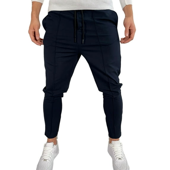 OSOLU Solid Color Men's Zipper Casual Thin Sports Sweatpants Breathable No Elasticity Trousers Pockets Pants Fashionable Classic Leisure Bottoms