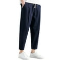 thumbnail image 1 of OSOLU Solid Color Mens Summer Fall Casual Pants Wild Loose Pants Trend Pants Straight Tube Trousers Daily Relaxed Fit Breathable Bottoms, 1 of 3