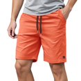 thumbnail image 1 of OSOLU Solid Color Mens Twill Casual Cargo Shorts Drawstring Elastic Waist Pockets Classic Work Shorts For Men Daily Relaxed Fit Breathable Bottoms, 1 of 9