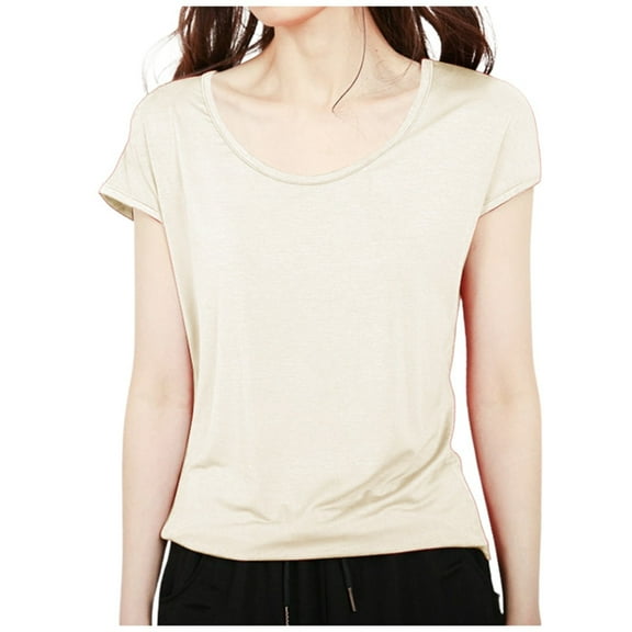 OSOLU Solid Color O-Neck Short Sleeve Slim Fit Versatile Base Shirt For Women Casual T-Shirt Tee Tops Classic Dailywear