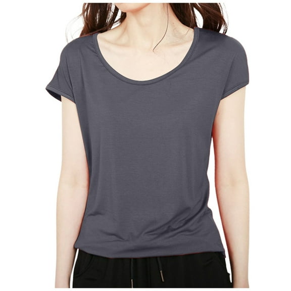 OSOLU Solid Color O-Neck Short Sleeve Slim Fit Versatile Base Shirt For Women Casual T-Shirt Tee Tops Cozy Dailywear