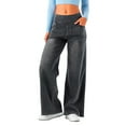 thumbnail image 1 of OSOLU Solid Color Pull On Wide Leg Jeans For Women High Waisted Stretchy Baggy Trendy Straight Leg Jeans Denim Pants Trousers Fashionable Classic Leisure Bottoms, 1 of 6