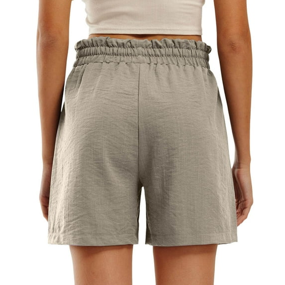 OSOLU Solid Color Shorts For Women Trendy Summer Drawstring Comfy Shorts With Pockets Vacation Beach Loose Casual Ladies Clothes Daily Relaxed Fit Breathable Bottoms