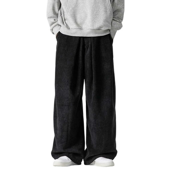 OSOLU Solid Color Spring 2025 Men's Plus Size Retro Corduroy Casual Pants Straight Leg Wide Leg Pants Trousers Everyday Comfort Versatile Bottoms
