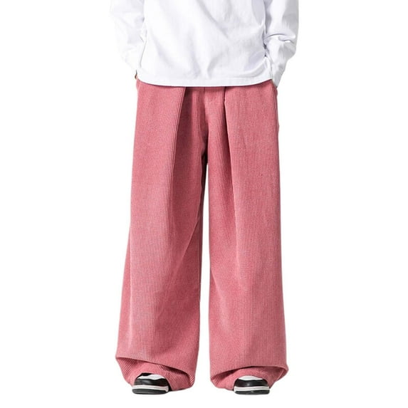 OSOLU Solid Color Spring 2025 Men's Plus Size Retro Corduroy Casual Pants Straight Leg Wide Leg Pants Trousers Fashionable Classic Leisure Bottoms