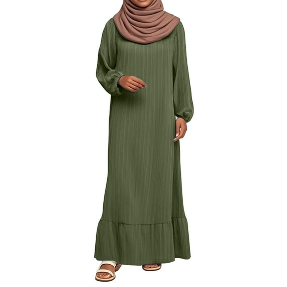 OSOLU Solid Color Women Abaya Long Sleeve Dress Prayer Clothes Casual Kaftan Cute Sundress Dresses For Women 2025 Elegant Classy