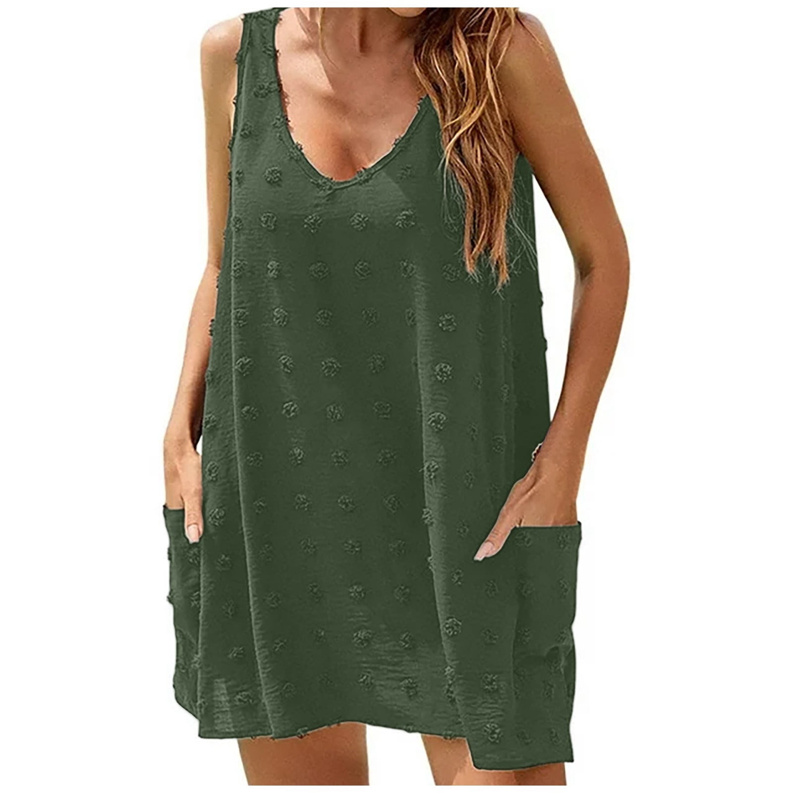 Women’s Beach Cover-Up Dress with V-Neck and Tie Closure
