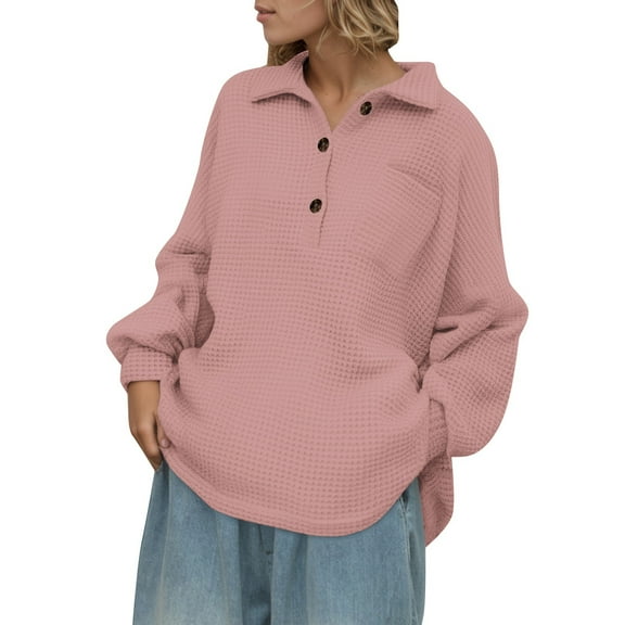 OSOLU Solid Color Women Casual Button Down T-Shirt Tshirts Tee Long Sleeve Comfortable Wear Soft Basic Tops With Classic Collar For Autumn Winter Leisure Women Tops Dressy Casual